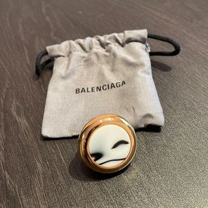 Balenciaga marble gold button ring